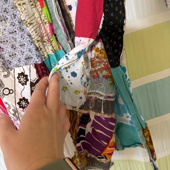 Vintage Handmade Patchwork Boho Artist One of a Kind Blouse Tunic Sz Large - Picture 6 of 8